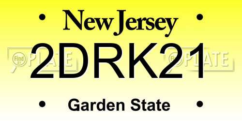 2DRK21 New Jersey License Plate
