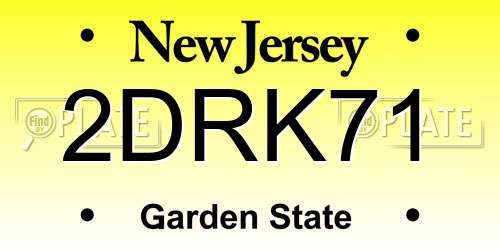2DRK71 New Jersey License Plate