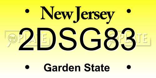 2DSG83 New Jersey License Plate