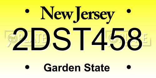 2DST458 New Jersey License Plate