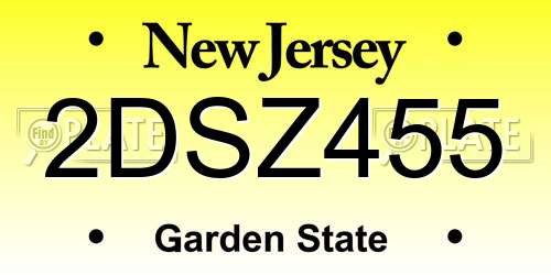 2DSZ455 New Jersey License Plate