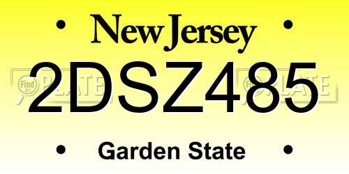 2DSZ485 New Jersey License Plate