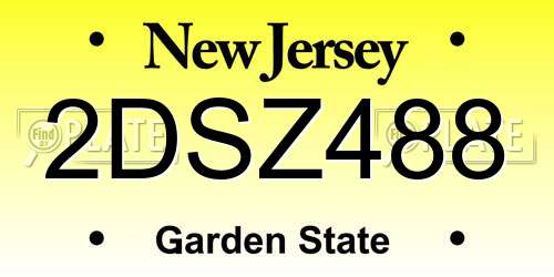 2DSZ488 New Jersey License Plate