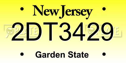 2DT3429 New Jersey License Plate