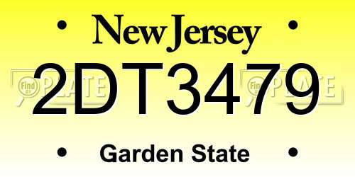 2DT3479 New Jersey License Plate