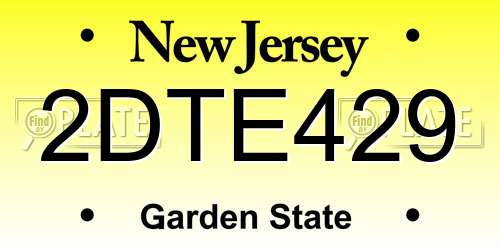 2DTE429 New Jersey License Plate