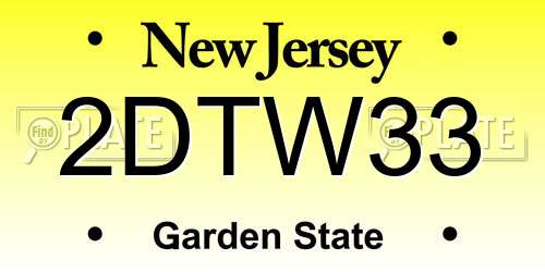 2DTW33 New Jersey License Plate
