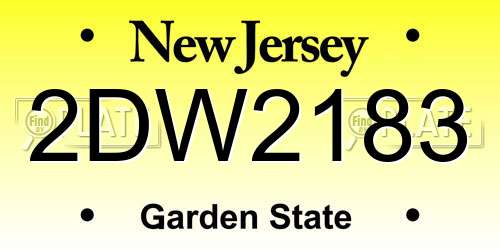 2DW2183 New Jersey License Plate