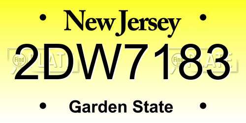 2DW7183 New Jersey License Plate