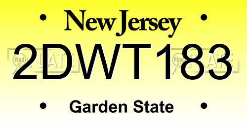 2DWT183 New Jersey License Plate