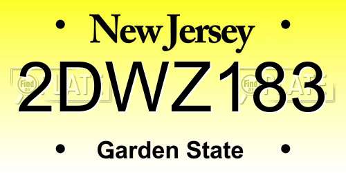 2DWZ183 New Jersey License Plate