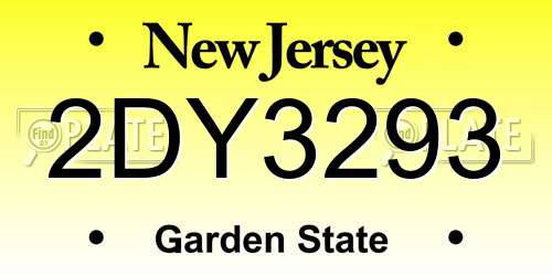 2DY3293 New Jersey License Plate