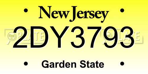 2DY3793 New Jersey License Plate