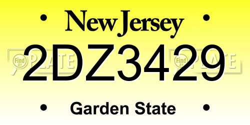 2DZ3429 New Jersey License Plate