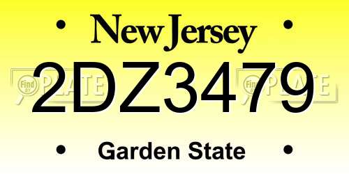 2DZ3479 New Jersey License Plate