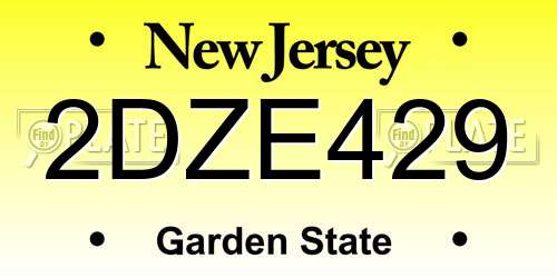 2DZE429 New Jersey License Plate