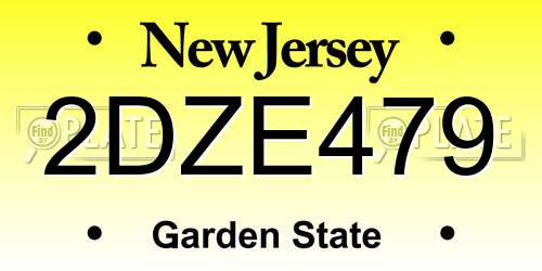 2DZE479 New Jersey License Plate