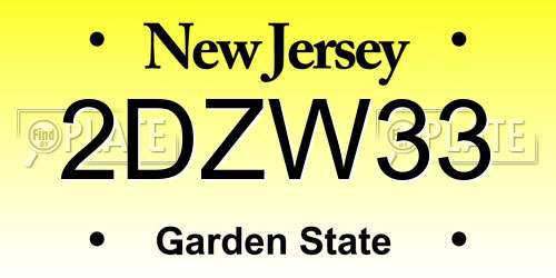2DZW33 New Jersey License Plate