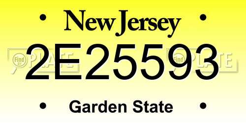 2E25593 New Jersey License Plate