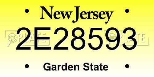 2E28593 New Jersey License Plate