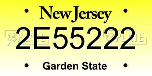 2E55222 New Jersey License Plate