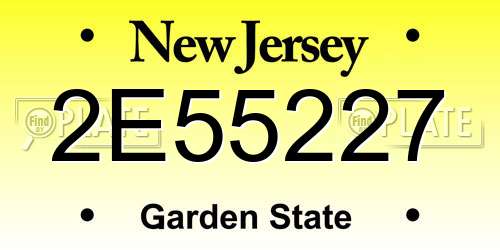 2E55227 New Jersey License Plate