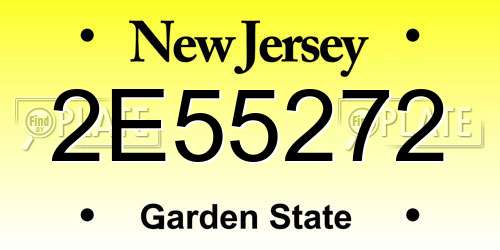 2E55272 New Jersey License Plate