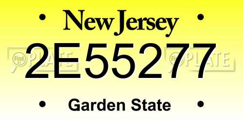 2E55277 New Jersey License Plate