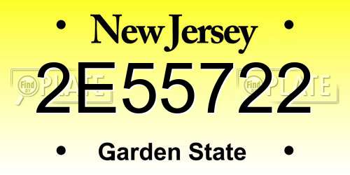 2E55722 New Jersey License Plate