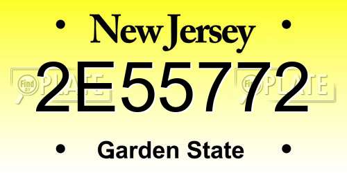 2E55772 New Jersey License Plate