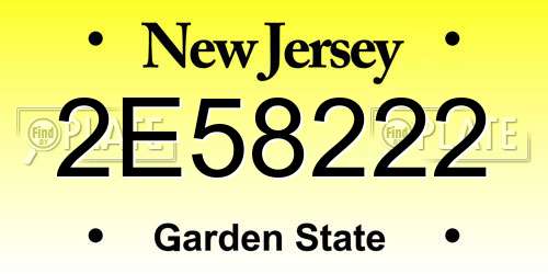 2E58222 New Jersey License Plate
