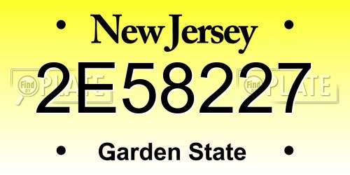 2E58227 New Jersey License Plate