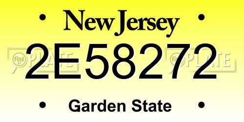 2E58272 New Jersey License Plate