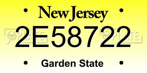 2E58722 New Jersey License Plate