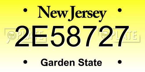 2E58727 New Jersey License Plate