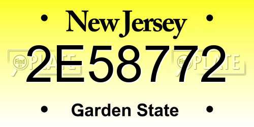 2E58772 New Jersey License Plate