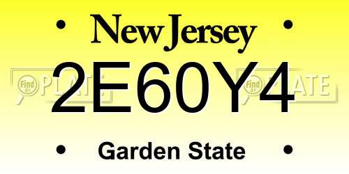 2E60Y4 New Jersey License Plate