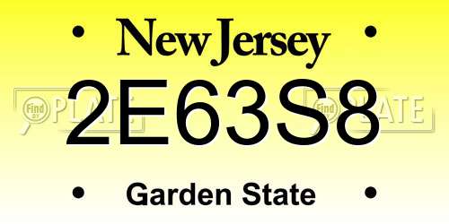 2E63S8 New Jersey License Plate