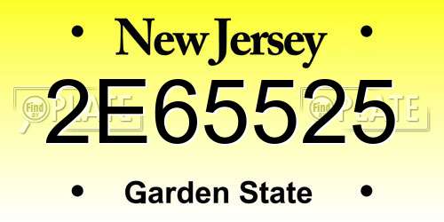 2E65525 New Jersey License Plate