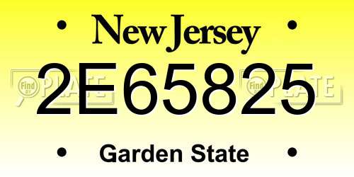2E65825 New Jersey License Plate