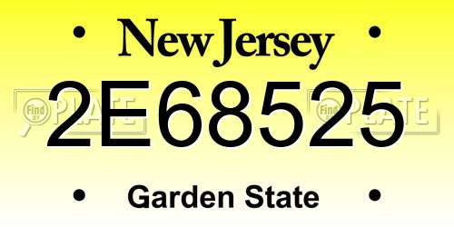 2E68525 New Jersey License Plate