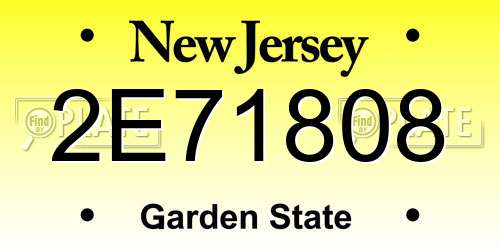 2E71808 New Jersey License Plate
