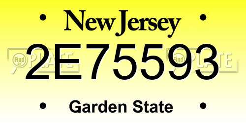 2E75593 New Jersey License Plate
