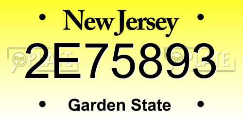 2E75893 New Jersey License Plate