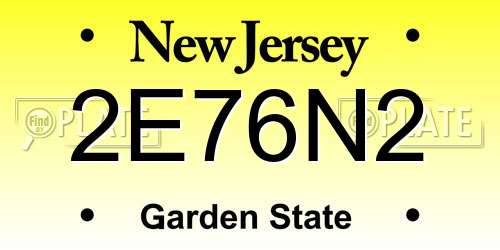 2E76N2 New Jersey License Plate