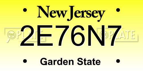 2E76N7 New Jersey License Plate
