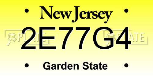 2E77G4 New Jersey License Plate