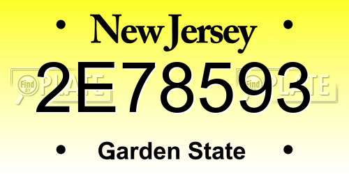 2E78593 New Jersey License Plate