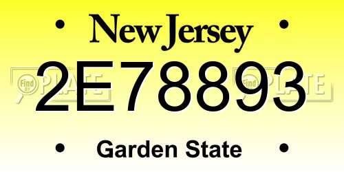 2E78893 New Jersey License Plate