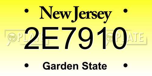 2E7910 New Jersey License Plate